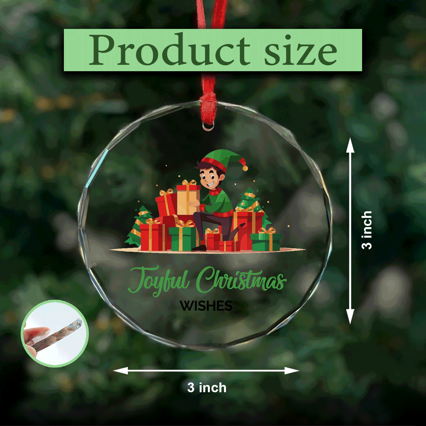 Christmas Elf Gift Helper | Spread Festive Cheer with Holiday Gifts | Glass Ornament